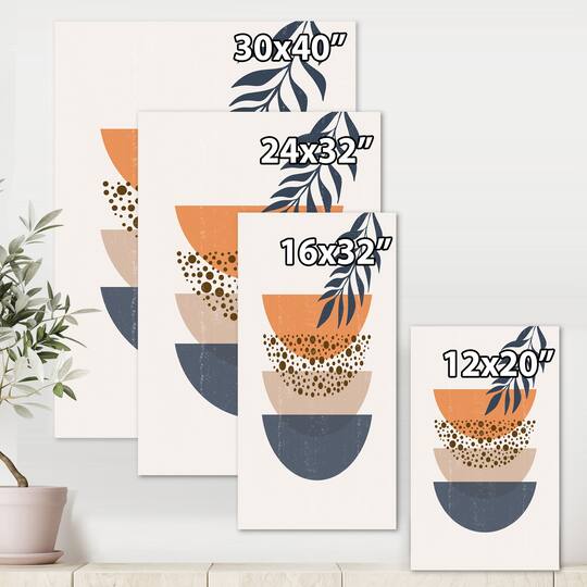 Designart - Abstract Geometrical Sun and Moon With Leaf IV